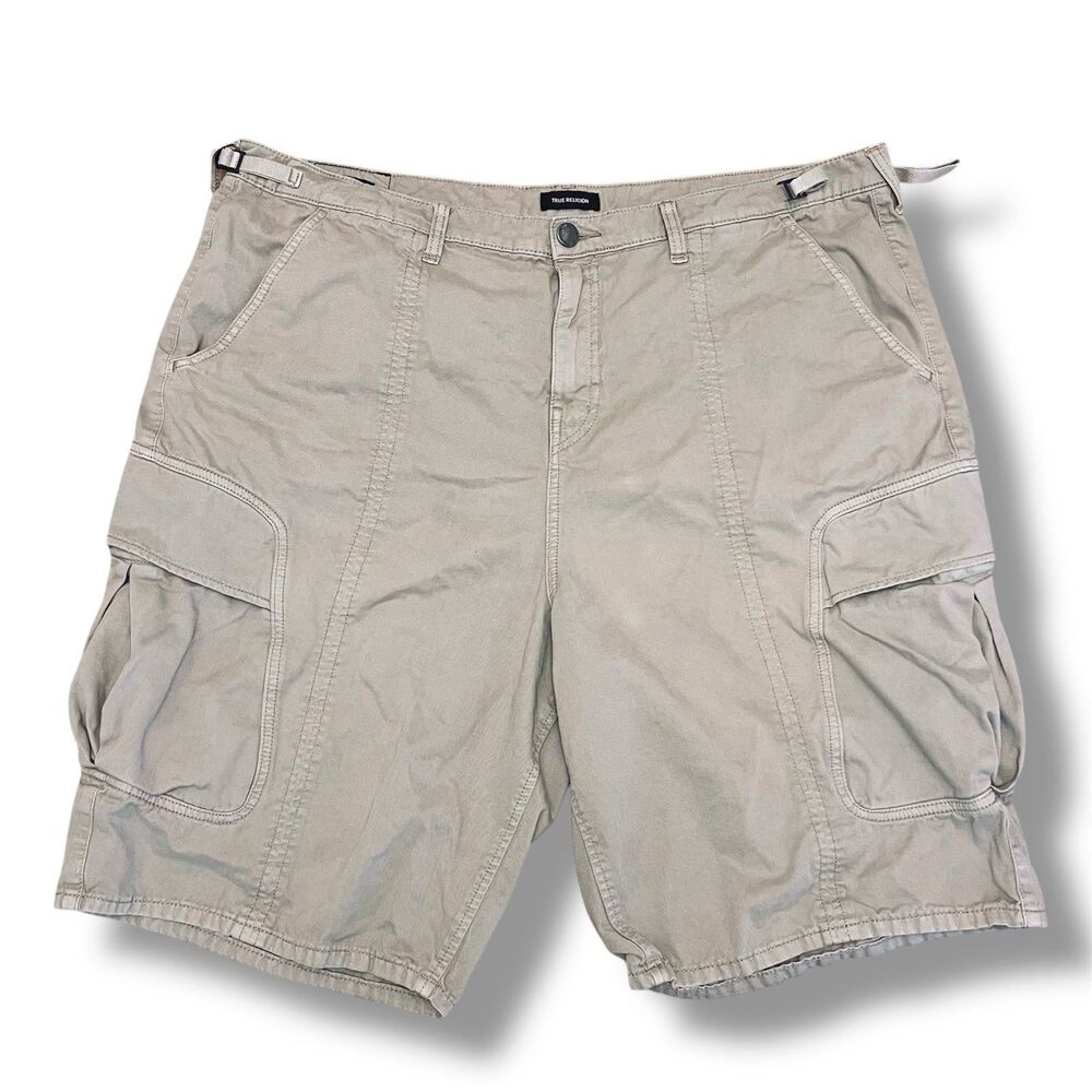 True Religion Baggy Tapered Shorts‎ 11” Men’s Khaki FLAW